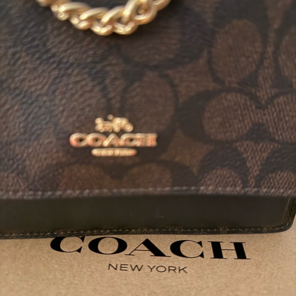 Coach Brown Signature Crossbody Bag with Gold Chain - Picture 5 of 10